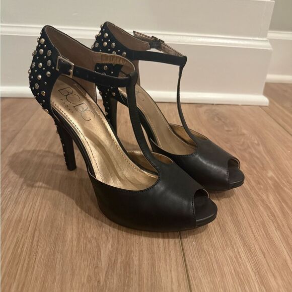 BCBG Black Studded Open Toe Heel - Picture 1 of 4